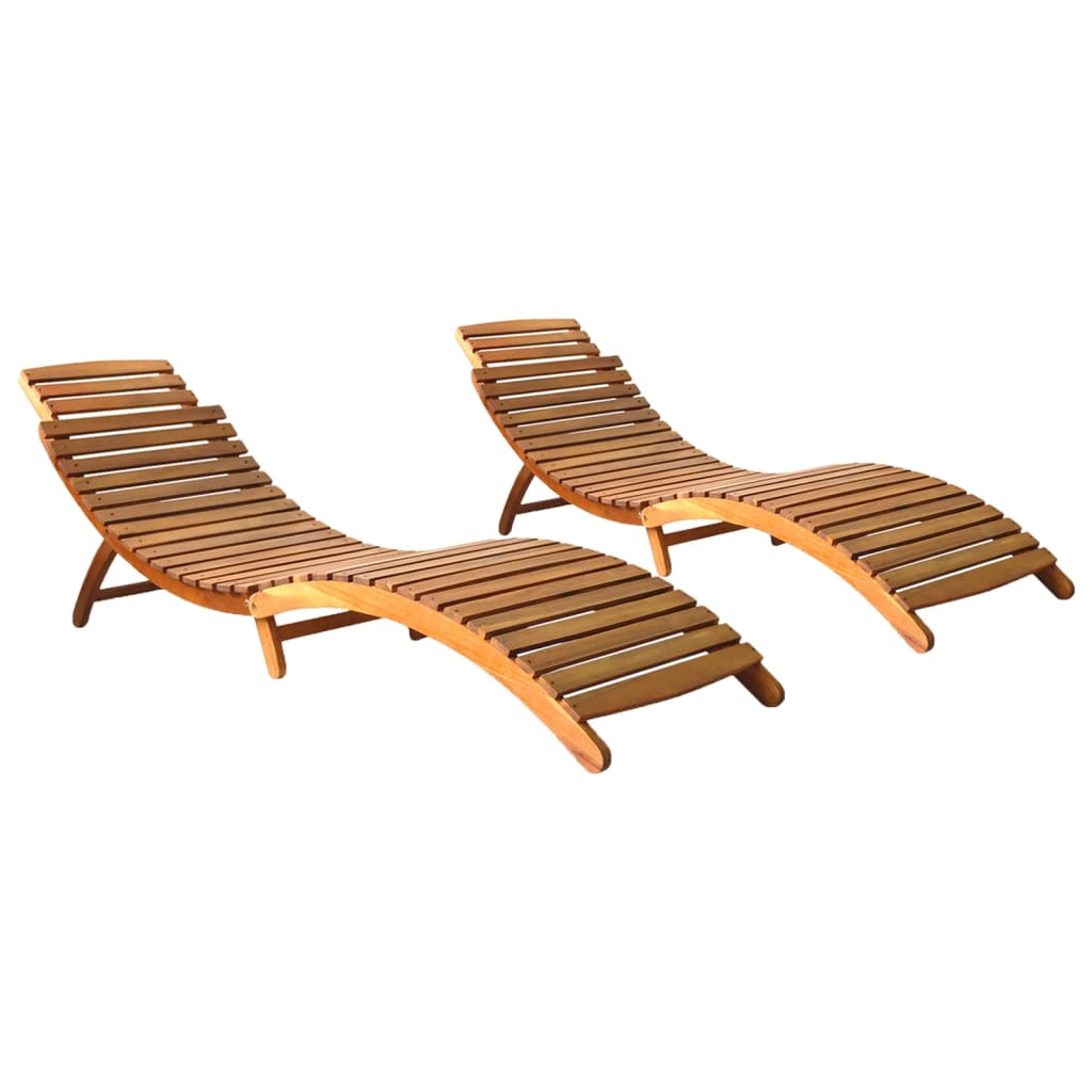 foto del prodotto lettini prendisole 2 pz in legno massello di acacia cod mxl 14971
