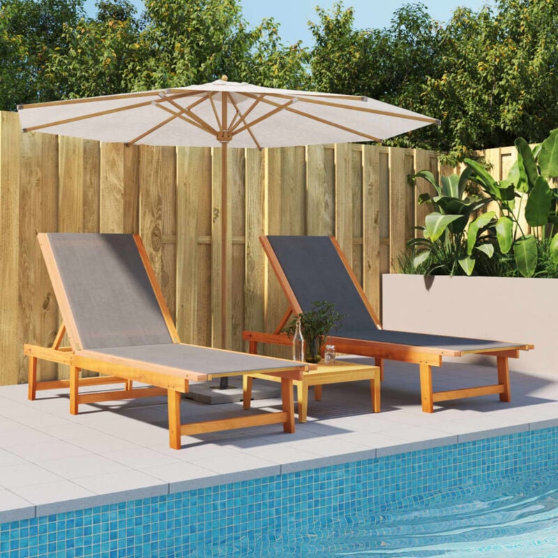 foto del prodotto lettini prendisole 2 pz neri legno massello acacia e textilenecod mxl 92341
