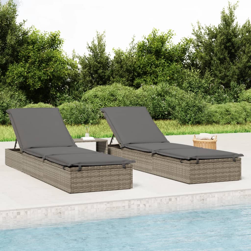 foto del prodotto lettini prendisole 2pz con tavolino grigio in polyrattancod mxl 82177