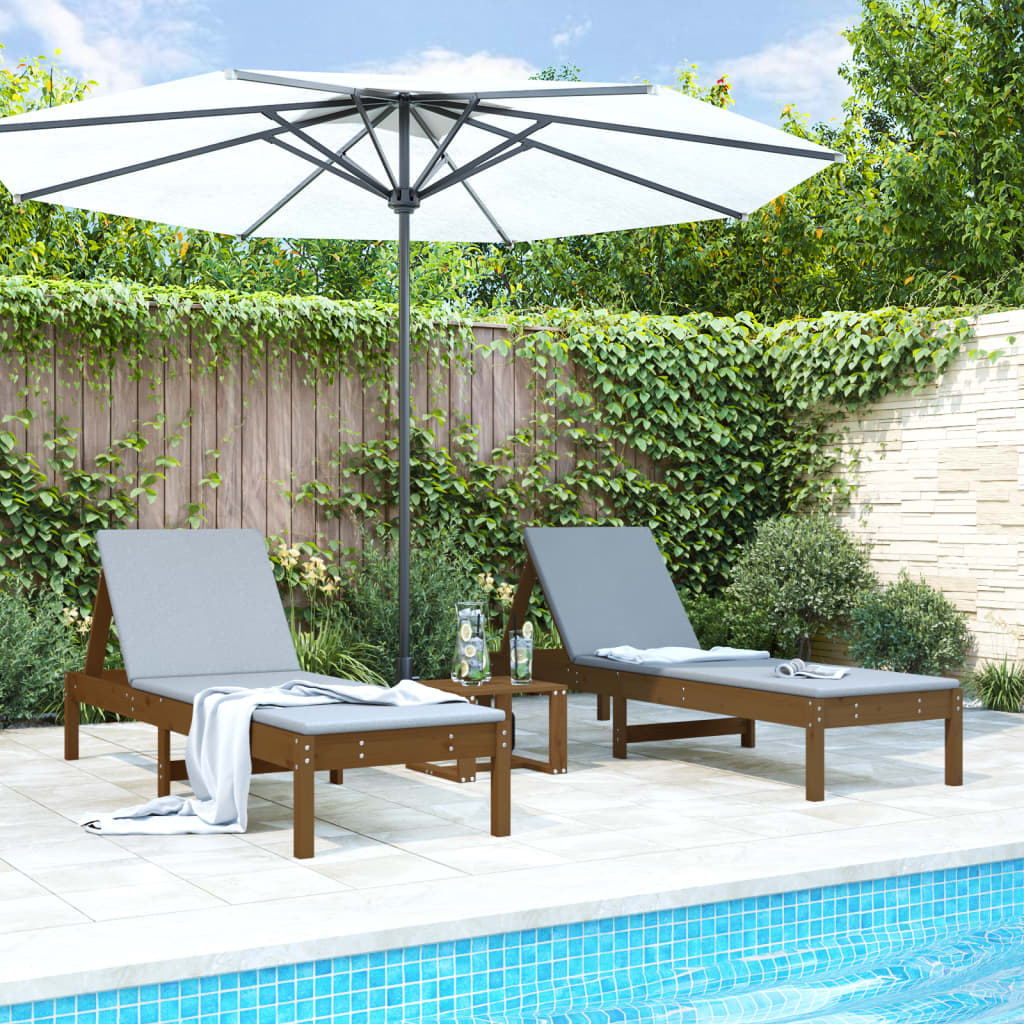 foto del prodotto lettini prendisole 2pz miele 199,5x60x74 cm legno massello pinocod mxl 108467