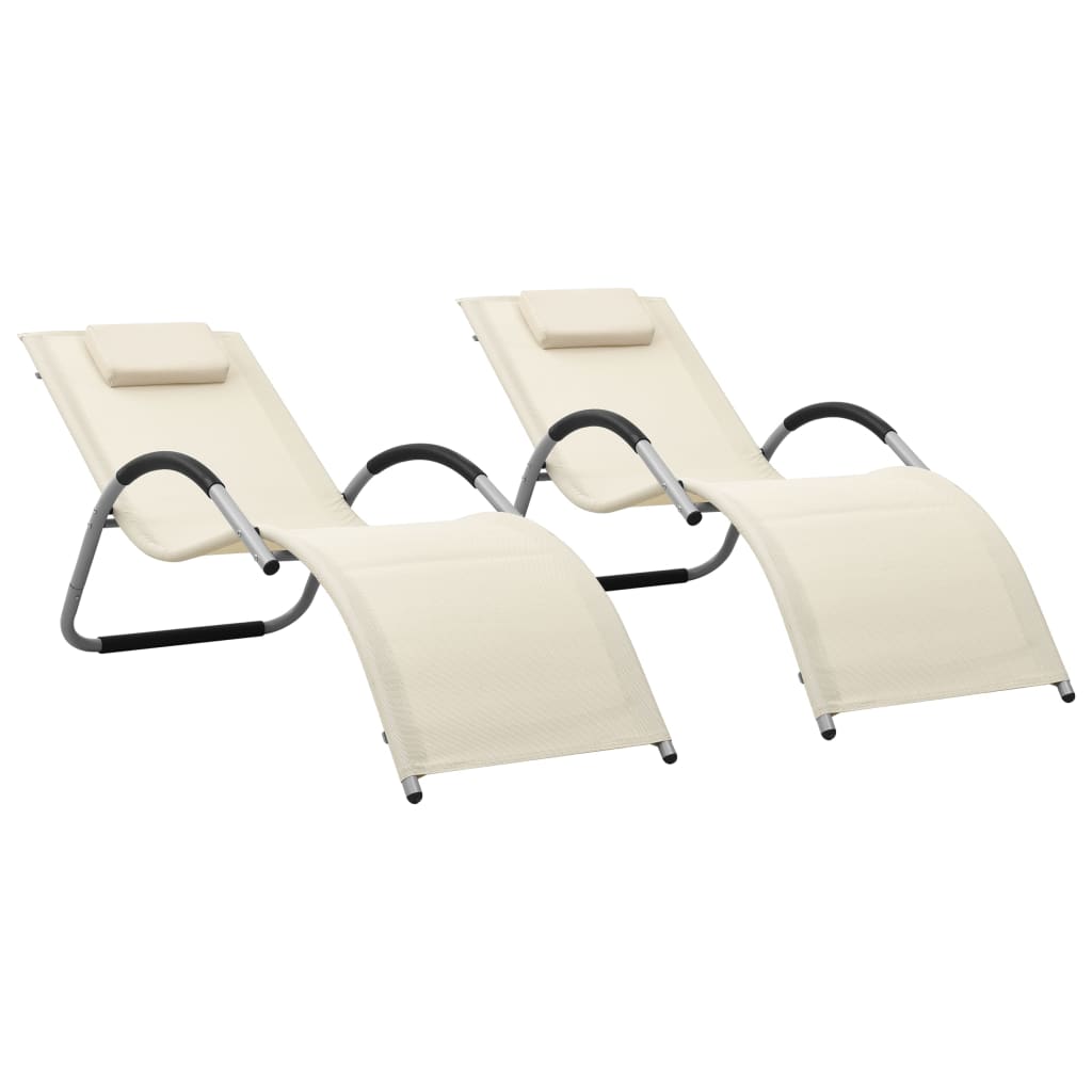 foto del prodotto lettini prendisole in textilene 2 pz crema e grigiocod mxl 72545