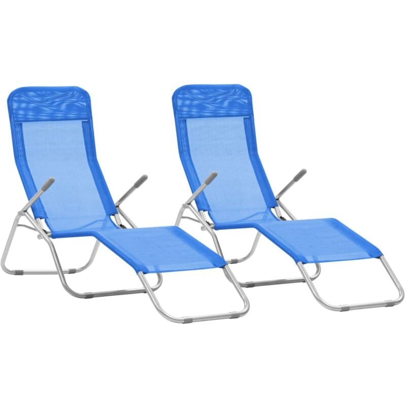 foto del prodotto lettini prendisole pieghevoli 2 pz in textilene blu vidaxl