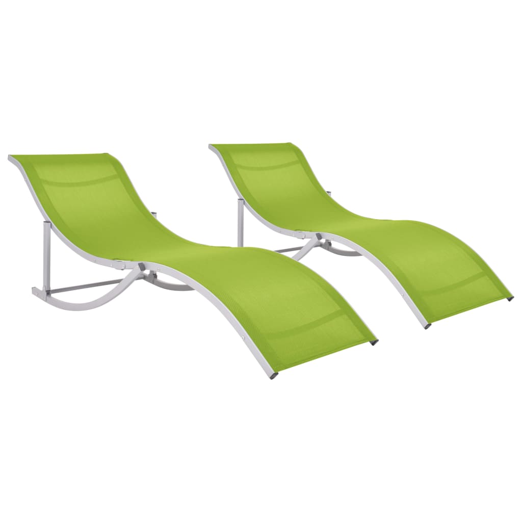 foto del prodotto lettini prendisole pieghevoli 2 pz in textilene verdi cod mxl 15503