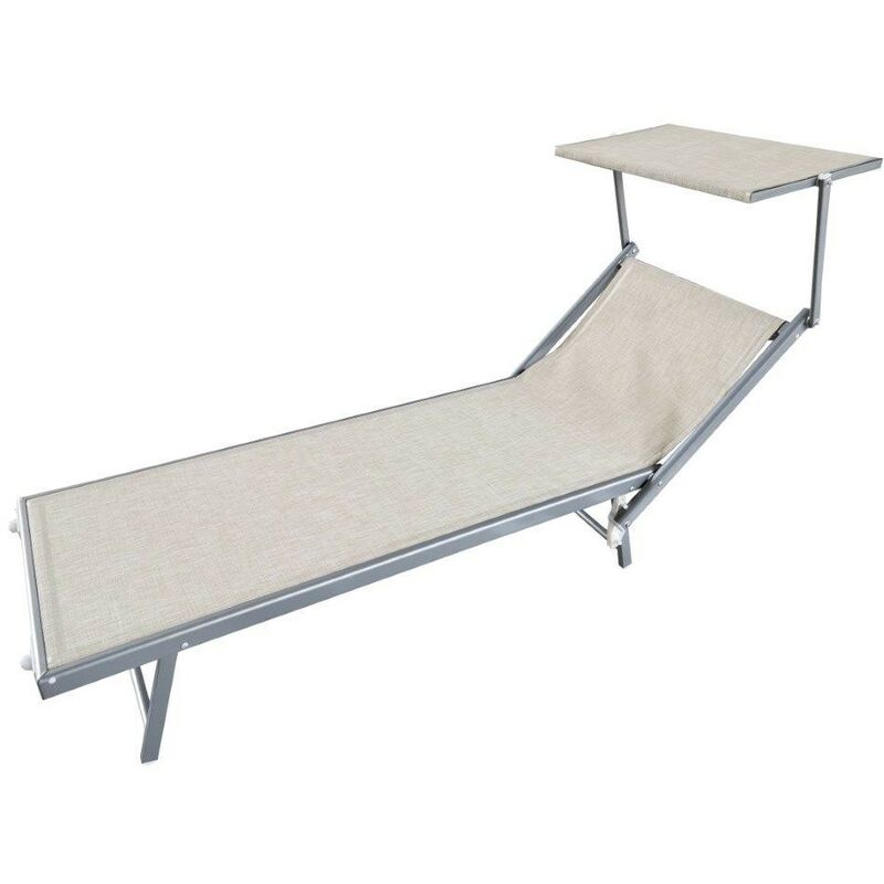 foto del prodotto lettino alluminio 189x61 con parasole ecru 