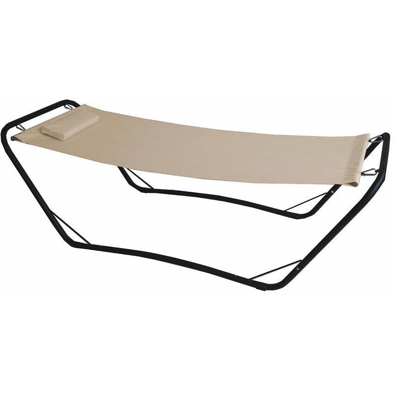 foto del prodotto lettino amaca a dondolo con supporto java in acciaio e pvc beige