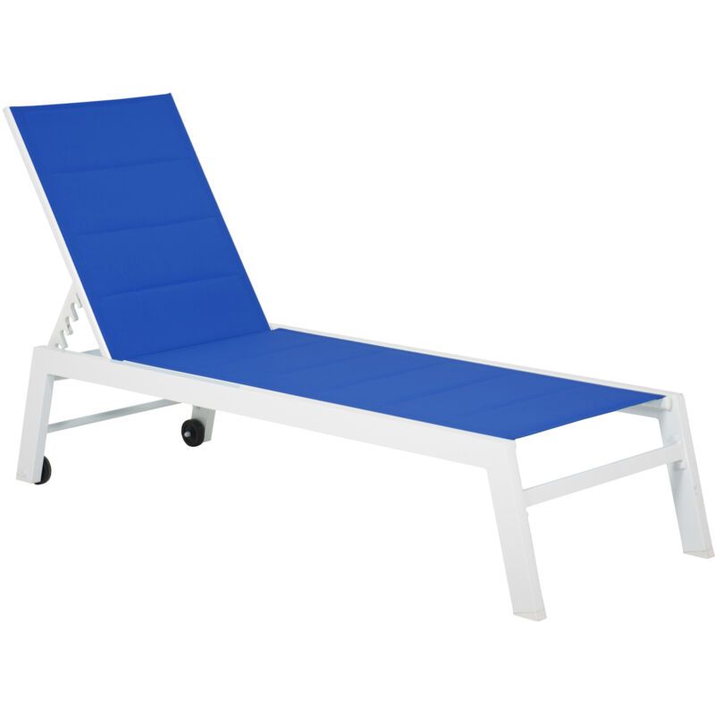 foto del prodotto lettino barbados in textilene blu alluminio bianco