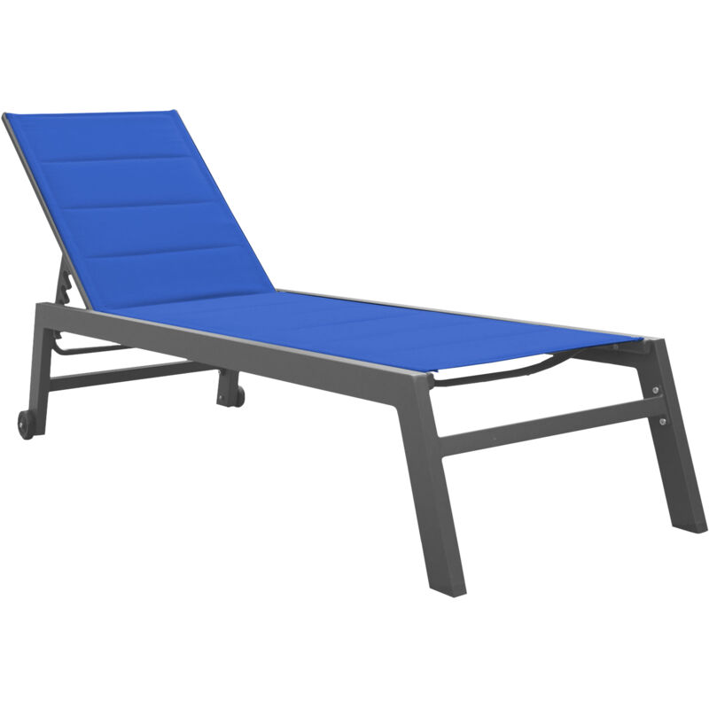 foto del prodotto lettino barbados in textilene blu scuro alluminio antracite