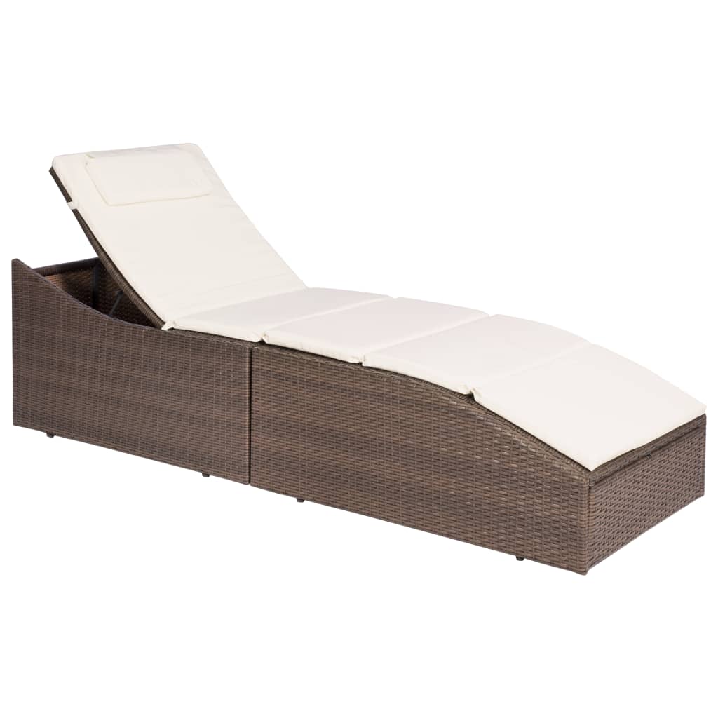 foto del prodotto lettino con cuscino in polyrattan marrone cod mxl 62870