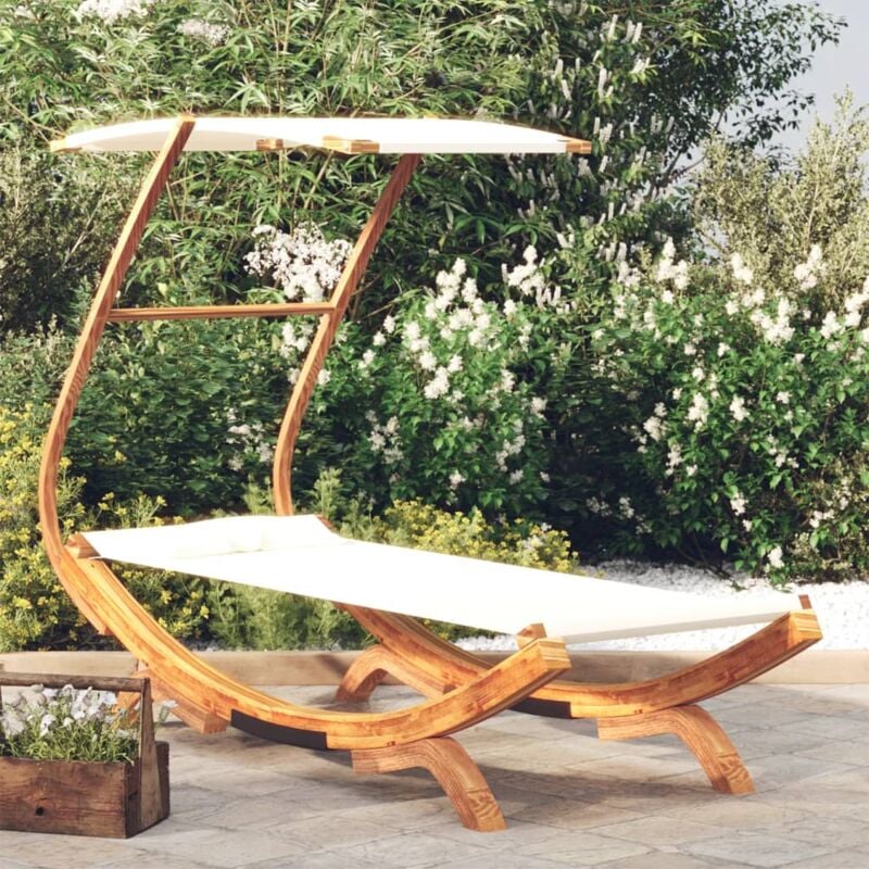 foto del prodotto lettino con tettuccio 100x190x134 cm in legno curvato crema vidaxl