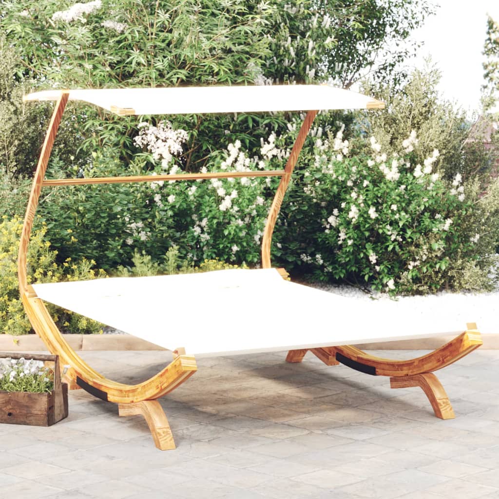 foto del prodotto lettino con tettuccio 165x203x138 cm in legno curvato crema cod mxl 71229