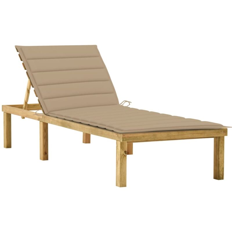 foto del prodotto lettino da giardino con cuscino beige legno pino impregnato cod mxl 42279
