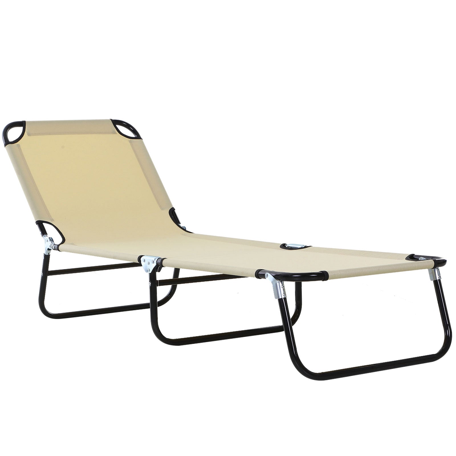 foto del prodotto lettino da giardino con schienale regolabile in 5 posizioni 188x56x28 cm in acciaio e tessuto oxford beige