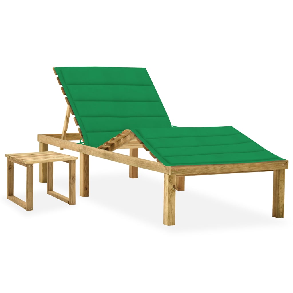 foto del prodotto lettino da giardino con tavolino cuscino legno pino impregnato vidaxl