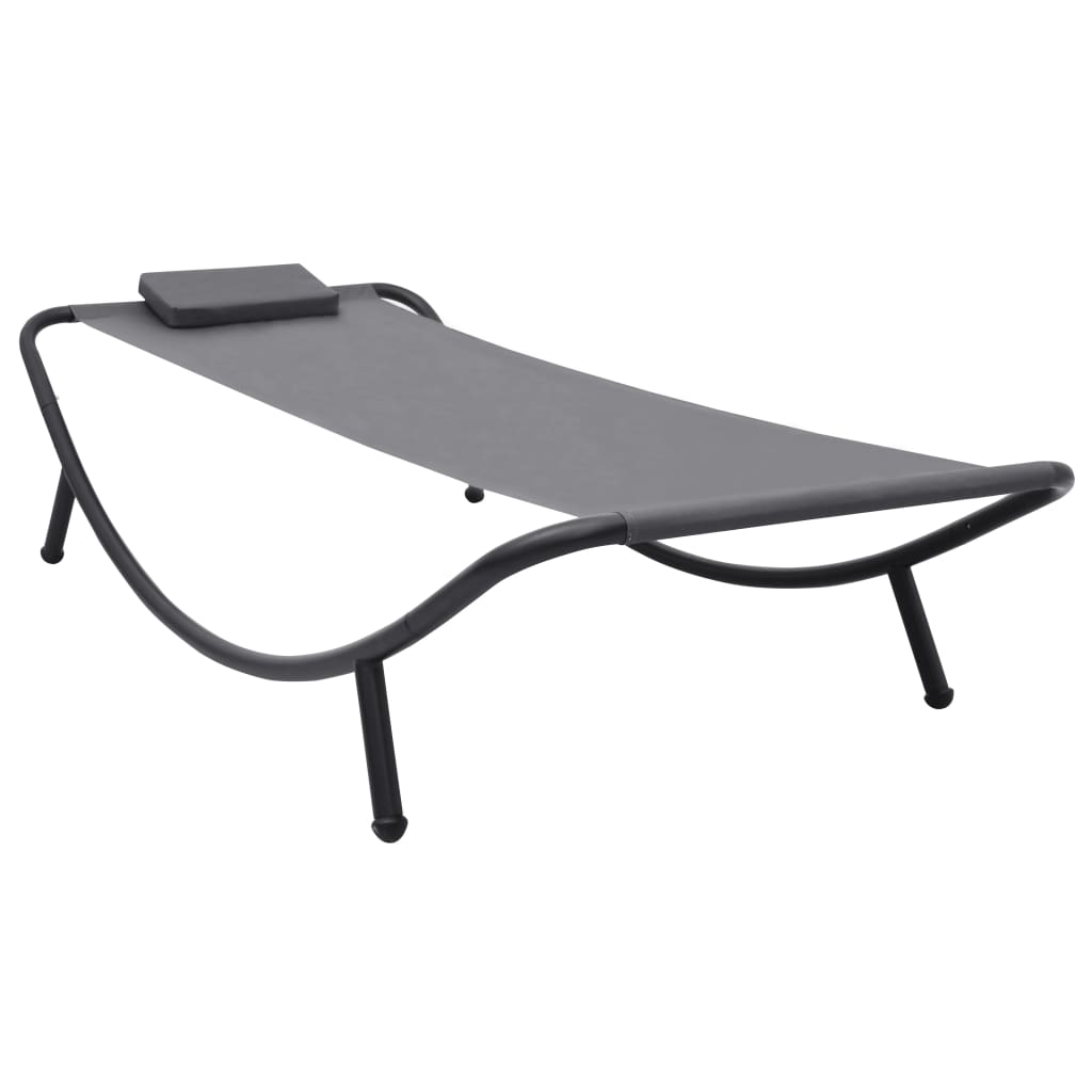 foto del prodotto lettino da giardino grigio 200x90 cm in acciaio cod mxl 54946