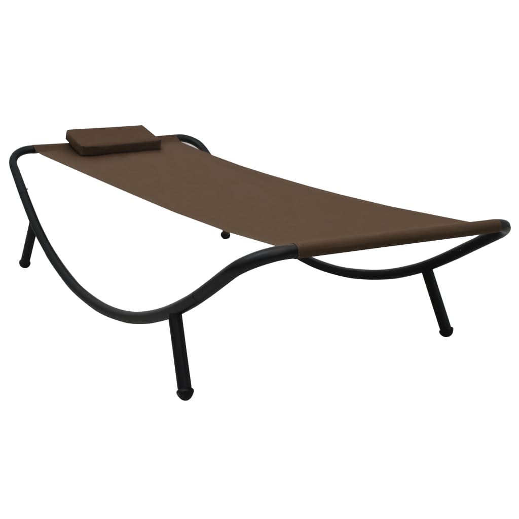 foto del prodotto lettino da giardino marrone 200x90 cm in acciaio cod mxl 54944