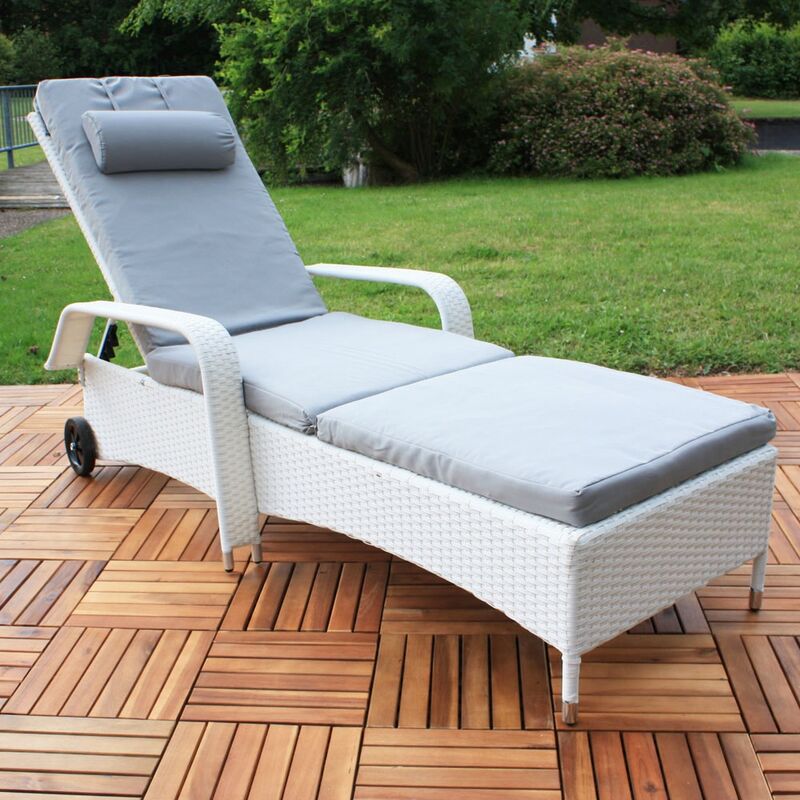 foto del prodotto lettino da giardino melko lettino da giardino bianco polyattan sdraio terrazza lettino relax sedia a sdraio