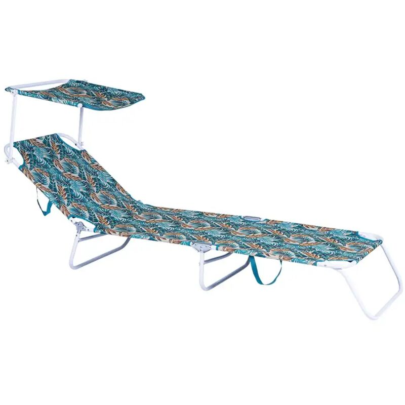 foto del prodotto lettino da mare piscina prendisole leaves richiudibile con parasole 188x55x24 cm