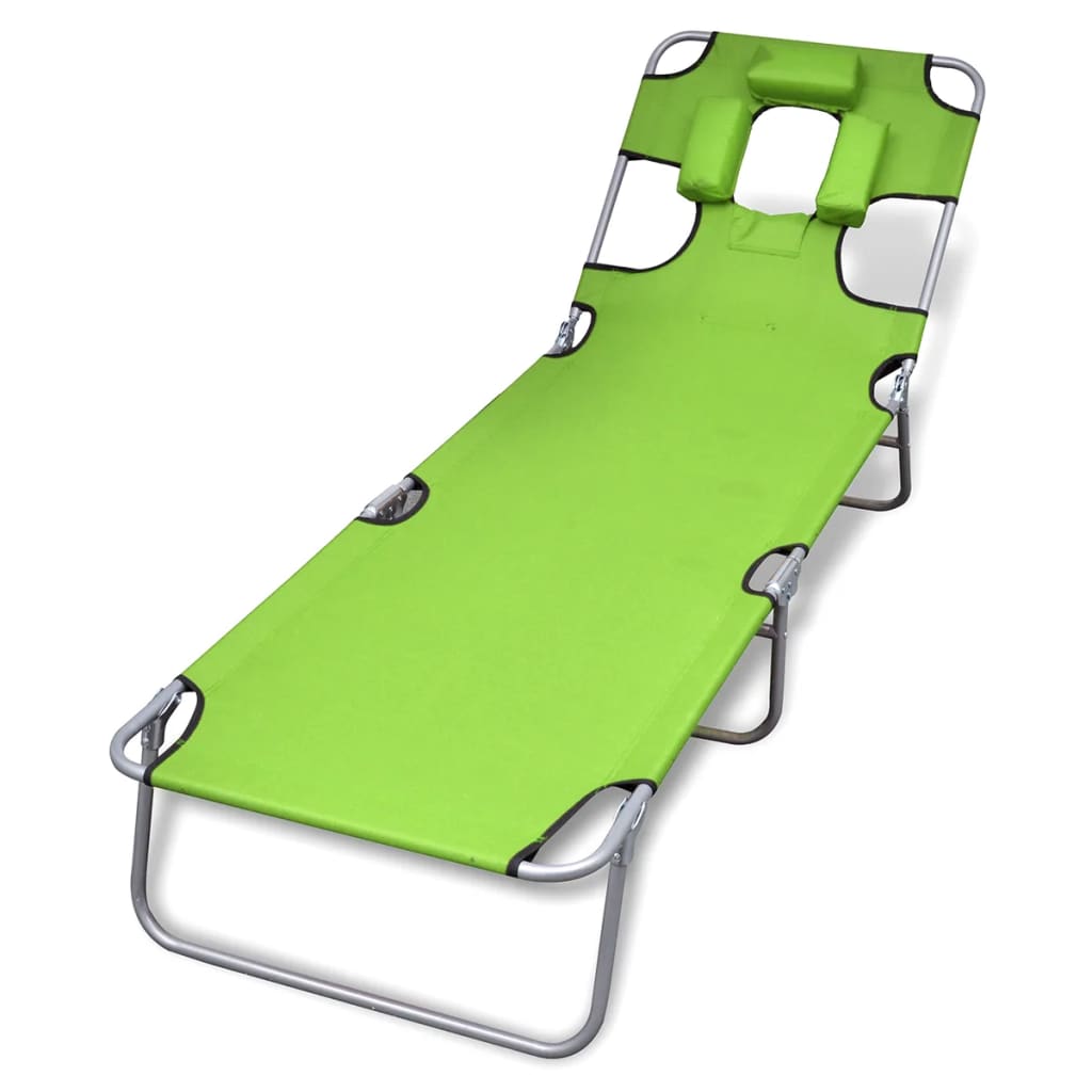 foto del prodotto lettino da sole pieghevole poggiatesta acciaio verniciato verde cod mxl 22957