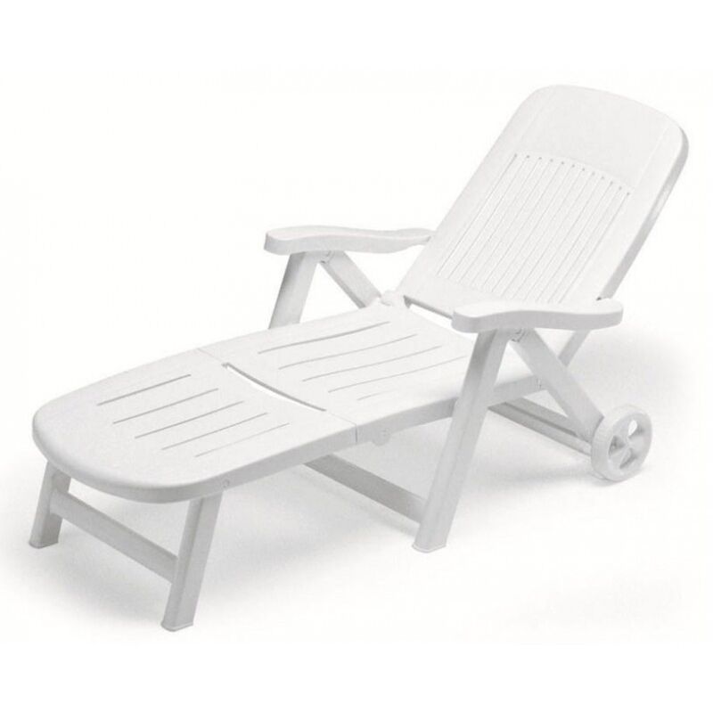 foto del prodotto lettino da sole s cab california reclinabile 5 posizioni con ruote pieghevole bianco made in italy prendisole sdraio regolabile