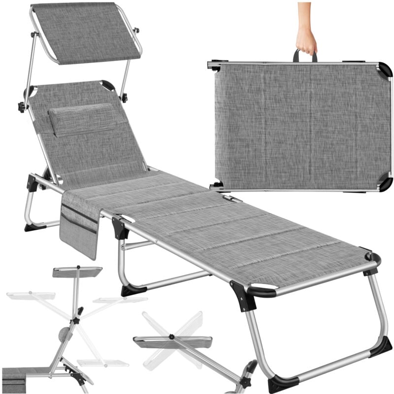 foto del prodotto lettino imbottito pieghevole in alluminio 220 x 60,5 34 cm grigio