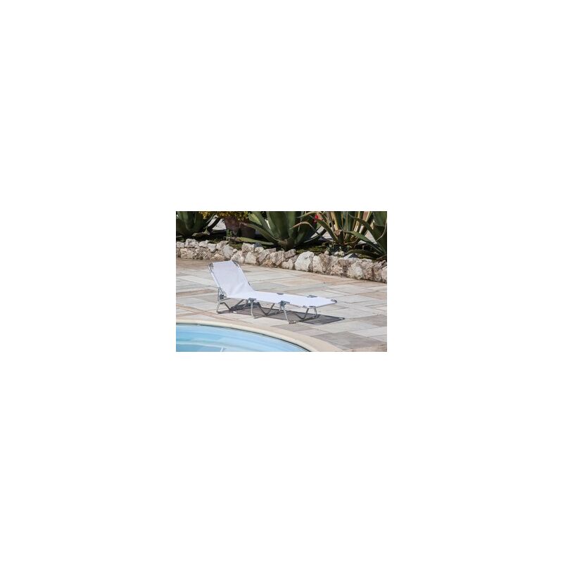 foto del prodotto lettino in alluminio playa bianco struttura in tubolare di alluminio satinato 25 mm tessuto in texilene colore bianco