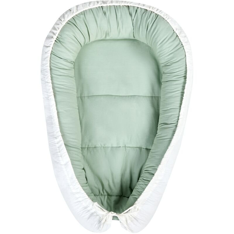 foto del prodotto lettino in cotone per neonati 55 x 90 cm reversibile verde chiaro e bianco ereb
