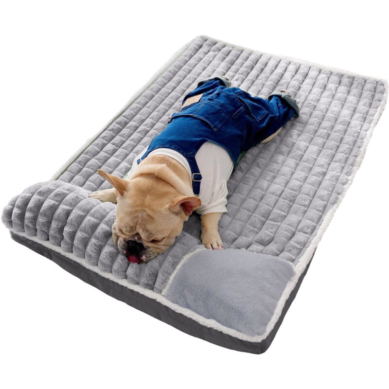 foto del prodotto lettino in peluche rettangolare box per cani gatti cuscino lettino 70x50