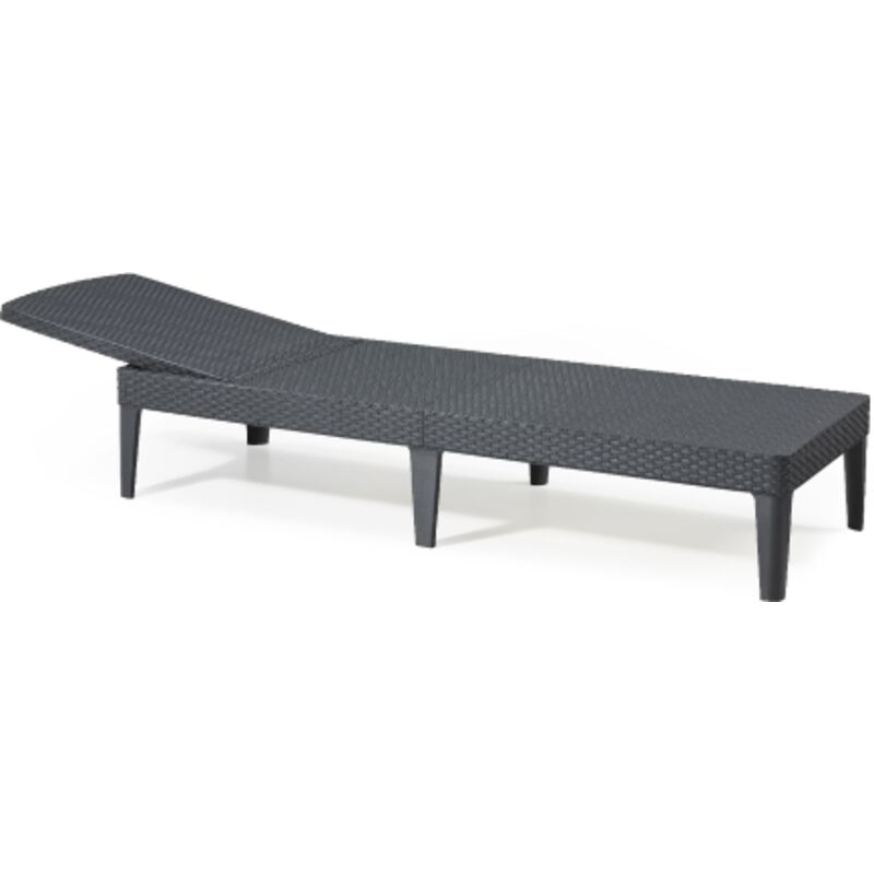 foto del prodotto lettino jaipur in resina antiurto effetto polirattan graphite 187x58x29 cm regolabile da giardino mare piscina