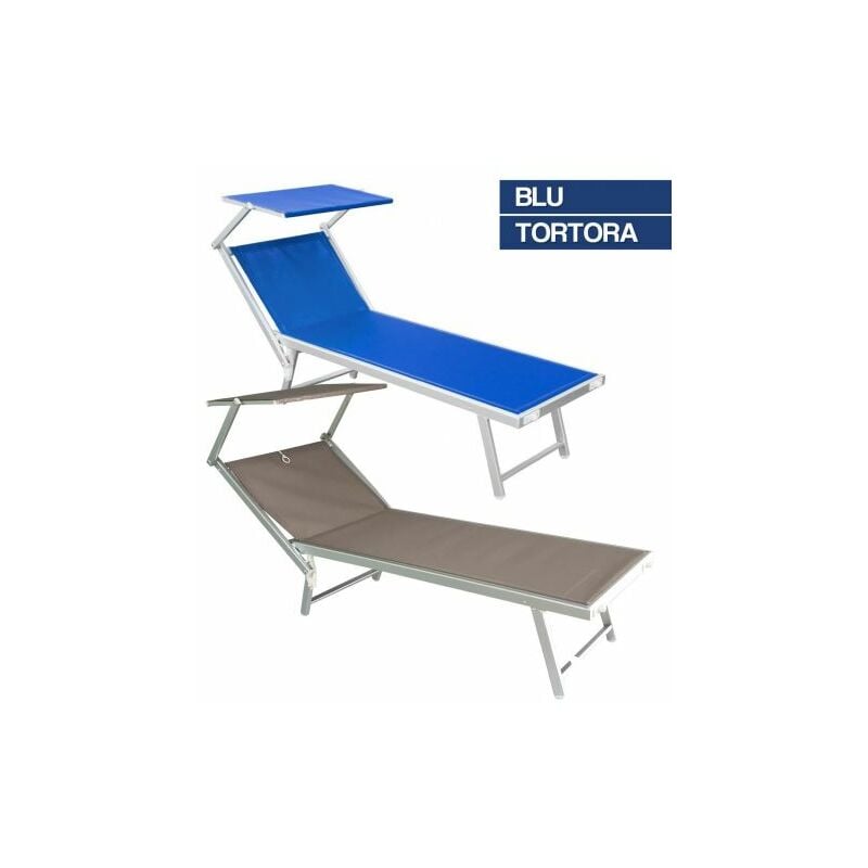foto del prodotto lettino mare sdraio prendisole alluminio pieghevole spiaggia piscina 30602v blu 30602 
