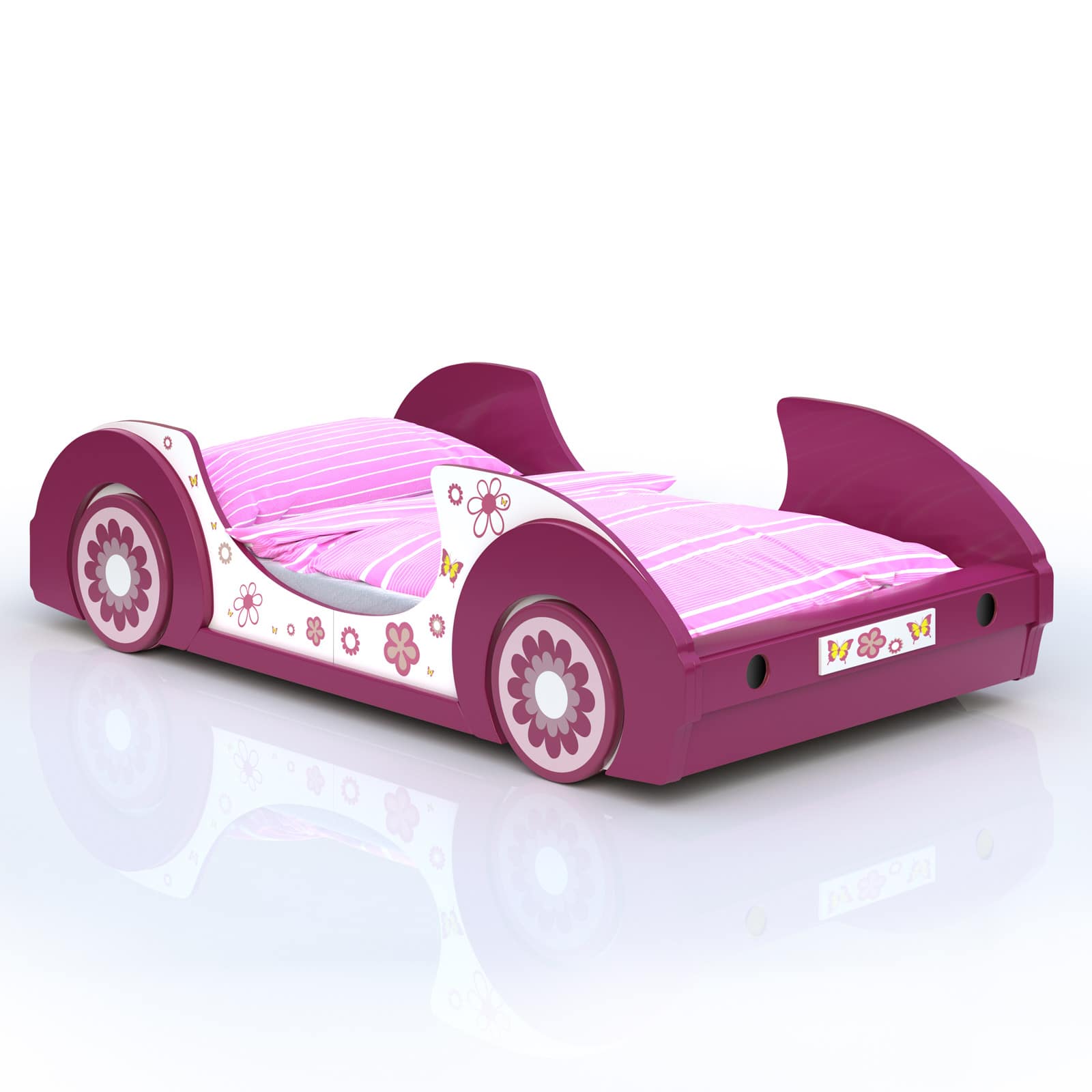 foto del prodotto lettino per bambini butterfly bianco rosa 200x90cm