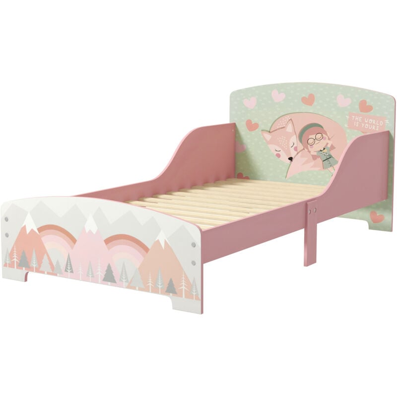 foto del prodotto lettino per bimbi 3 6 anni con bordi rialzati e doghe 140x70 cm, rosa zonekiz