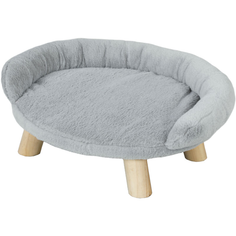 foto del prodotto lettino per cani e gatti sfoderabile in peluche 47x40x20cm grigio pawhut