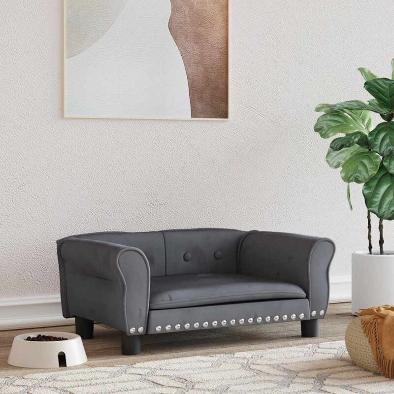 foto del prodotto lettino per cani grigio scuro 70x45x30 cm in velluto vidaxl