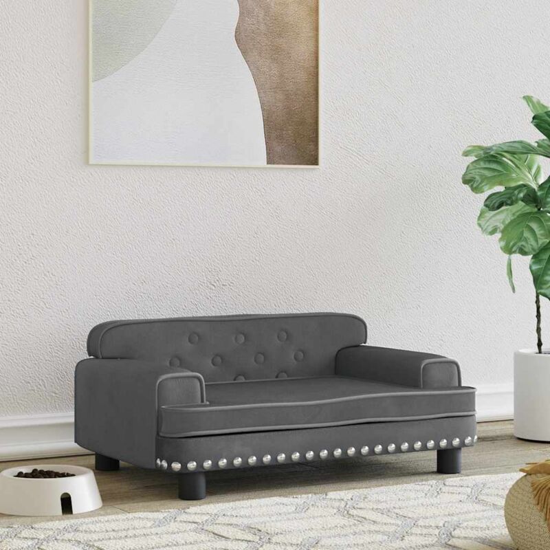 foto del prodotto lettino per cani grigio scuro 70x45x30 cm in velluto vidaxl
