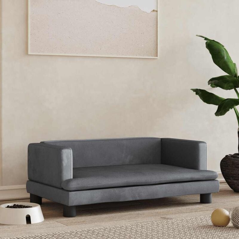foto del prodotto lettino per cani grigio scuro 80x45x30 cm in velluto vidaxl