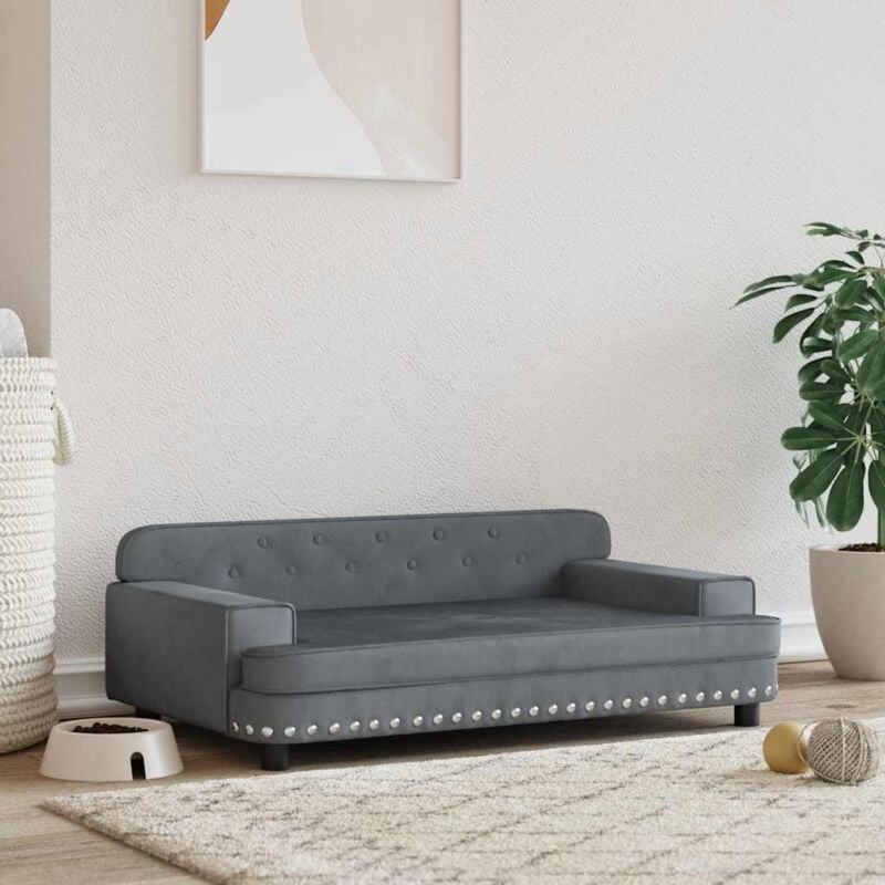 foto del prodotto lettino per cani grigio scuro 90x53x30 cm in velluto vidaxl