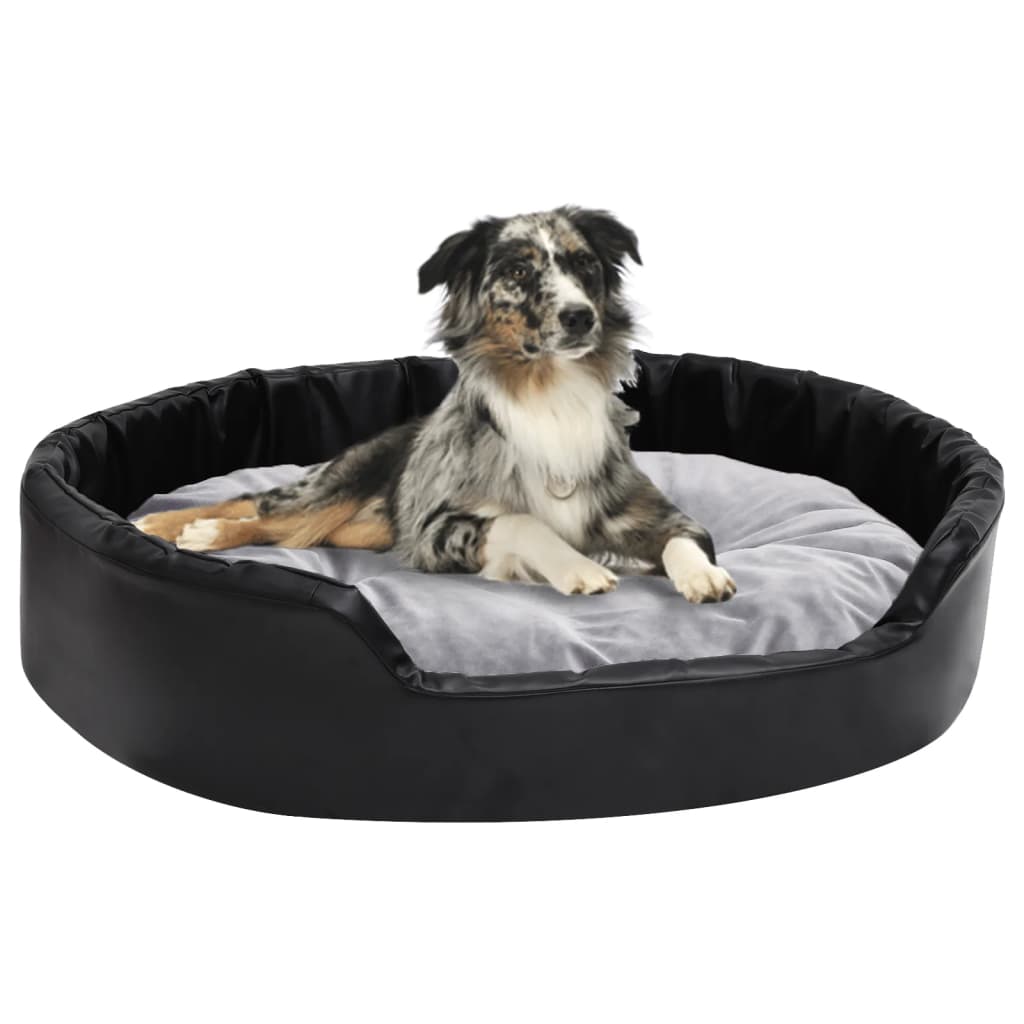 foto del prodotto lettino per cani nero e grigio 90x79x20 cm peluche e similpelle cod mxl 46076