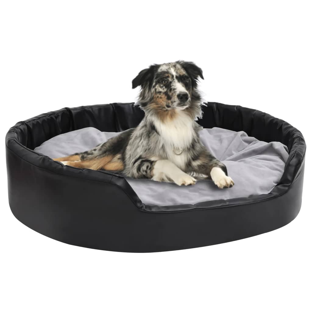 foto del prodotto lettino per cani nero e grigio 99x89x21 cm peluche e similpelle cod mxl 48842