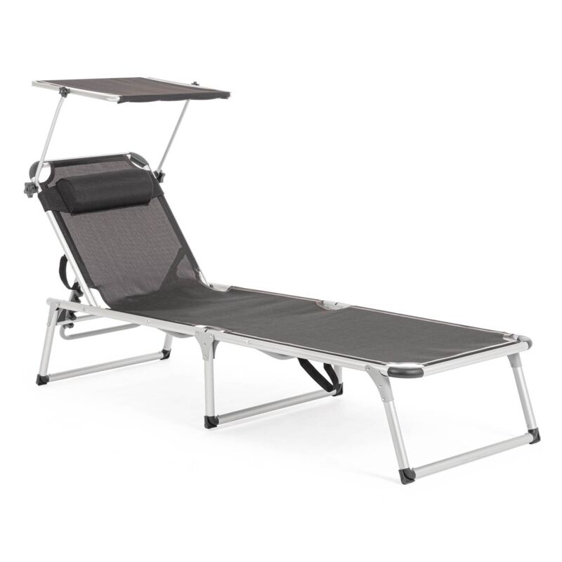foto del prodotto lettino pieghevole con tettuccio cayo antracite dimensioni 58a x 193b x 76h cm