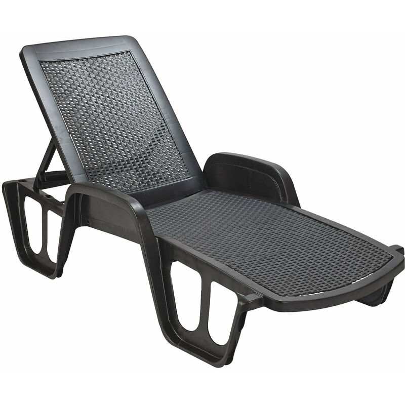 foto del prodotto lettino pieghevole impilabile in resina effetto rattan da giardino antracite pool prendisole