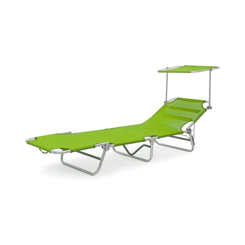 foto del prodotto lettino pieghevole verde con parasole