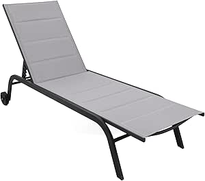 foto del prodotto lettino prendi sole in acciaio e tessuto con ruote diametro 12cm cleo colore grigio