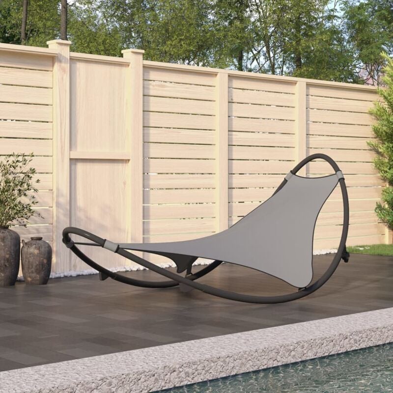foto del prodotto lettino prendisole a dondolo da giardino ,sedia a sdraio prendisole ruote in acciaio textilene grigio itd20477