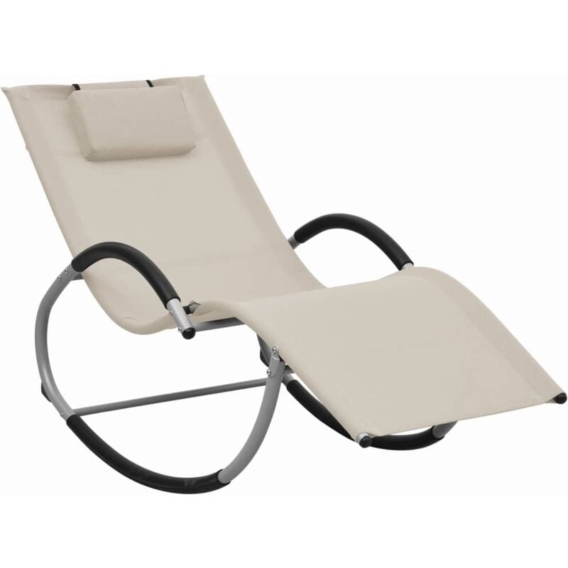 foto del prodotto lettino prendisole a dondolo dal design elegante con cuscino vari colori colore crema