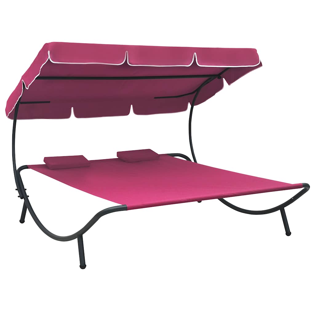foto del prodotto lettino prendisole con baldacchino e cuscini rosa cod mxl 71218