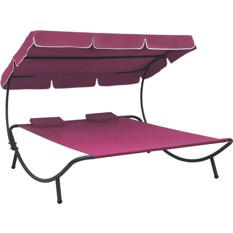 foto del prodotto lettino prendisole con baldacchino e cuscini rosa - vidaxl