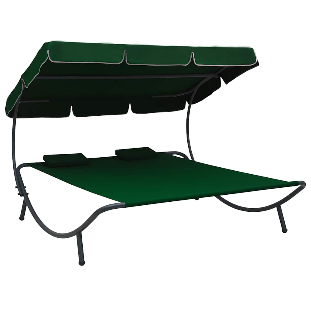 foto del prodotto lettino prendisole con baldacchino e cuscini verde cod mxl 71223