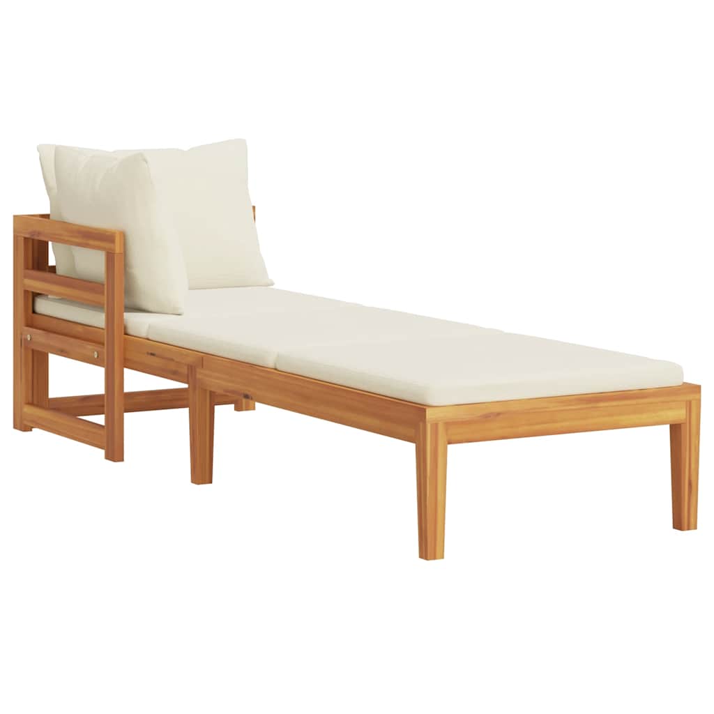 foto del prodotto lettino prendisole con bracciolo bianco crema acacia massello cod mxl 70753