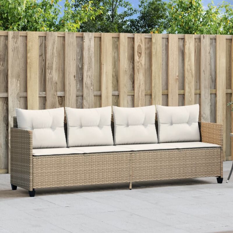 foto del prodotto lettino prendisole con cuscini beige in polyrattan vidaxl