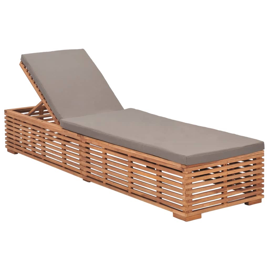 foto del prodotto lettino prendisole con cuscino grigio scuro in legno di teak cod mxl 5972